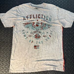Men’s affliction sport XXL short sleeve tee shirt cream colored